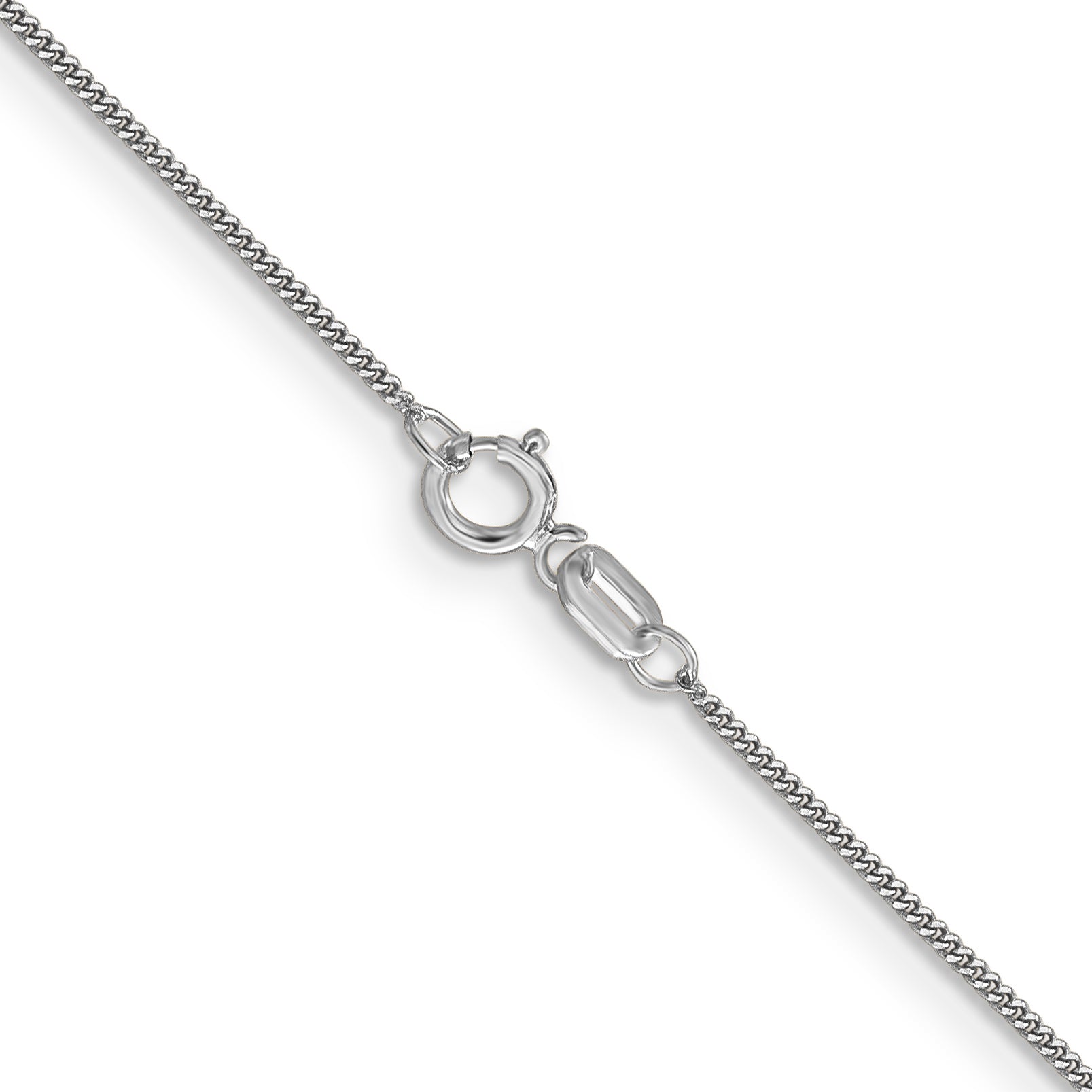 14K White Gold 24 Inch .9mm Curb With Spring Ring Clasp Pendant Chain Necklace