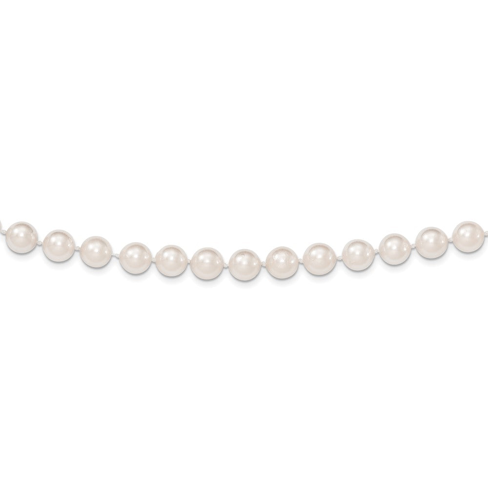 14K Yellow Gold 8 9mm White Round Akoya Saltwater Cultured Pearl 7 Inch Bracelet