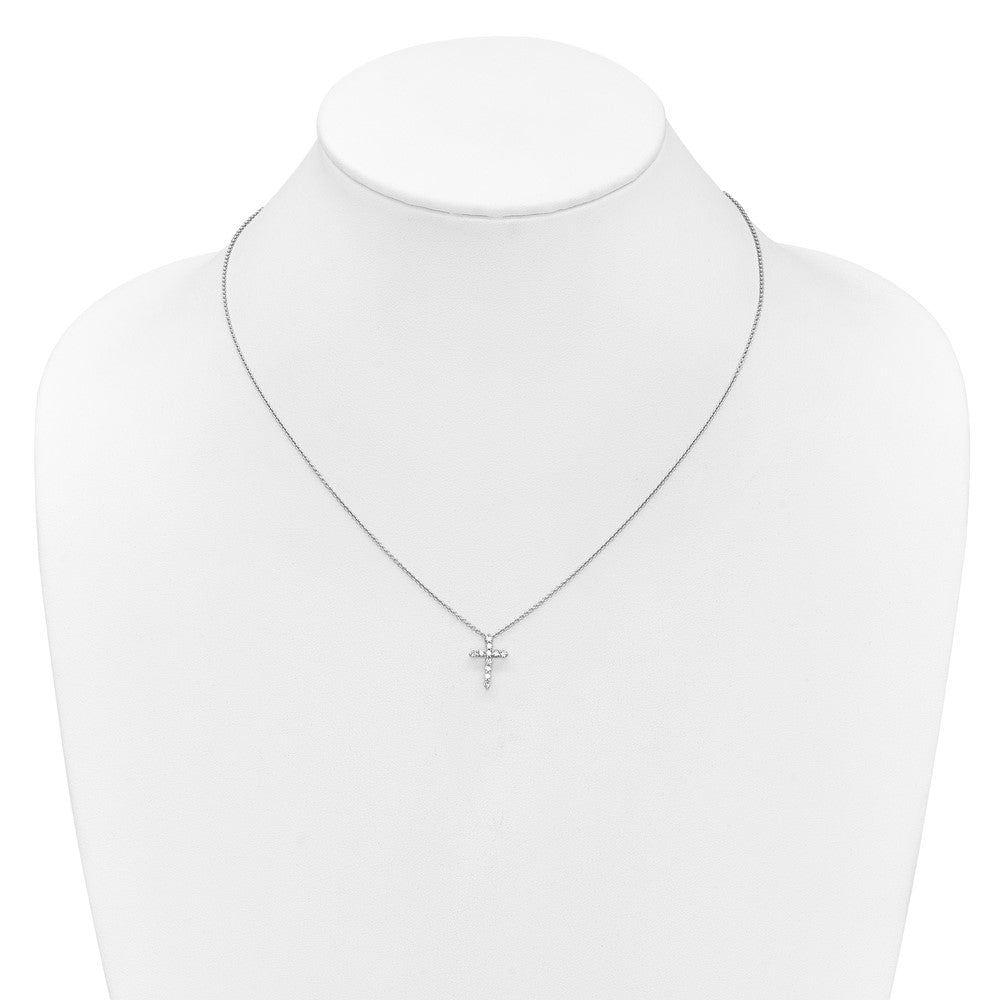 14k White Gold 1/4 Ct. Lab Grown Diamond VS/SI+ G+ 18 inch Cross Pendant Necklace
