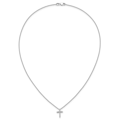 14k White Gold 1/4 Ct. Lab Grown Diamond VS/SI+ G+ 18 inch Cross Pendant Necklace