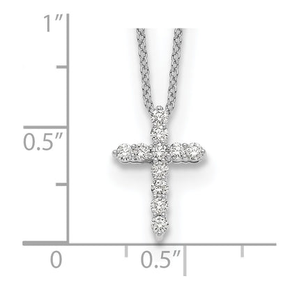 14k White Gold 1/4 Ct. Lab Grown Diamond VS/SI+ G+ 18 inch Cross Pendant Necklace