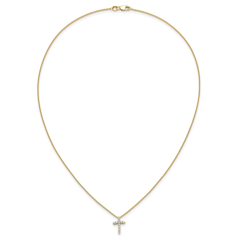 14k Yellow Gold 1/4 Ct. Lab Grown Diamond VS/SI+ G+ 18 inch Cross Pendant Necklace