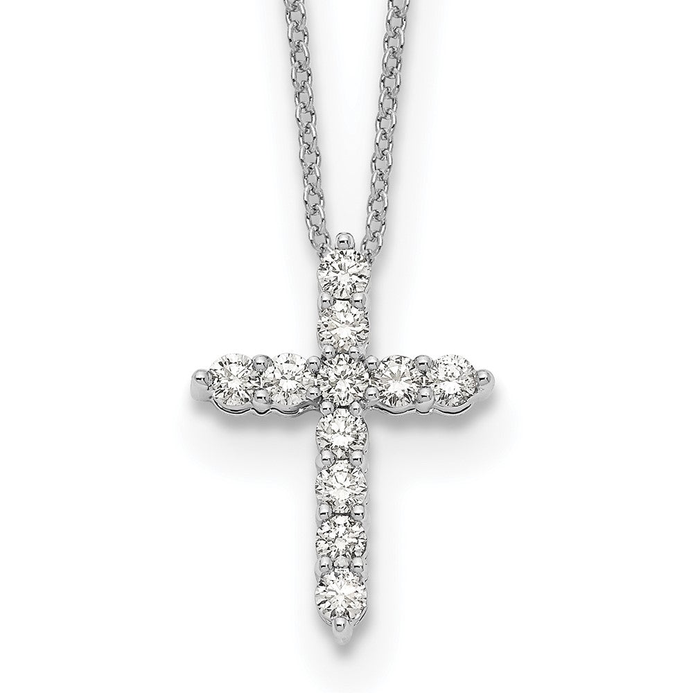 14k White Gold 1/2 Ct. Lab Grown Diamond VS/SI+ G+ 18 inch Cross Pendant Necklace