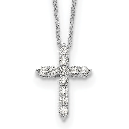 14k White Gold 1/2 Ct. Lab Grown Diamond VS/SI+ G+ 18 inch Cross Pendant Necklace