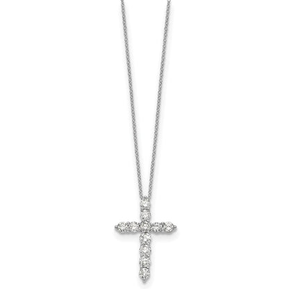 14K White Gold True Origin 1 1/2 Carat Lab Grown Diamond Vs Def 18 Inch Cross Pendant Necklace