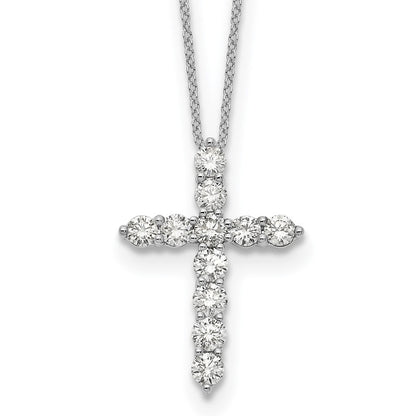 14K White Gold True Origin 1 1/2 Carat Lab Grown Diamond Vs Def 18 Inch Cross Pendant Necklace