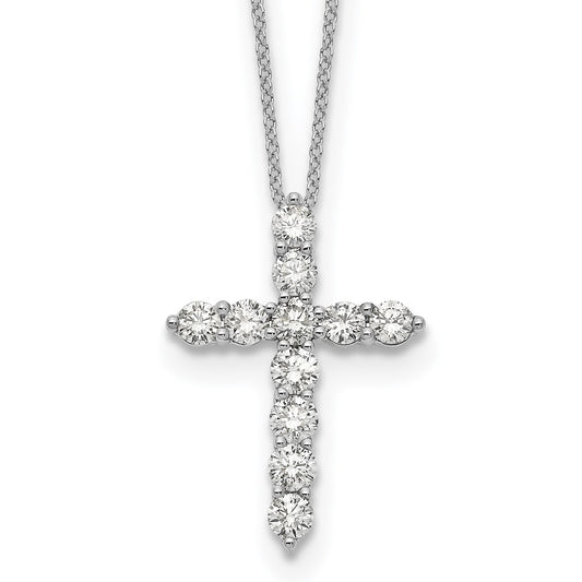 14K White Gold True Origin 1 1/2 Carat Lab Grown Diamond Vs Def 18 Inch Cross Pendant Necklace