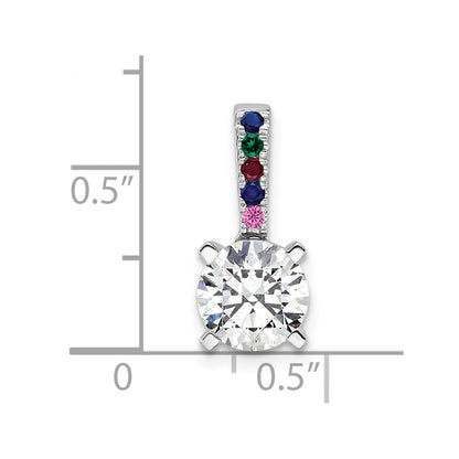 14K White Gold Lab Grown VS/SI+ G+ Diamond and Multi Gemstone Pendan