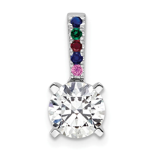 14K White Gold Lab Grown VS/SI+ G+ Diamond and Multi Gemstone Pendan