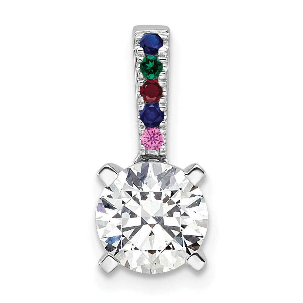 14K White Gold Lab Grown VS/SI FGH Diamond and Multi Gemstone Comp. Pendant