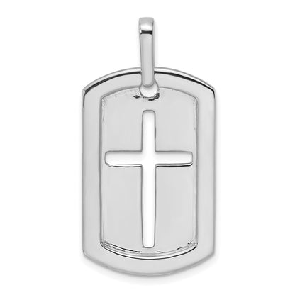 14K White Gold True Origin Men'S 3/4 Carat Lab Grown Diamond Vs D E F Cross Dog Tag Pendant