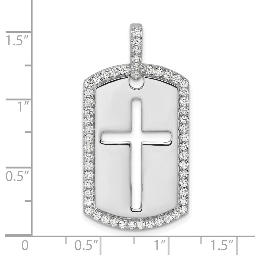 14K White Gold True Origin Men'S 3/4 Carat Lab Grown Diamond Vs D E F Cross Dog Tag Pendant