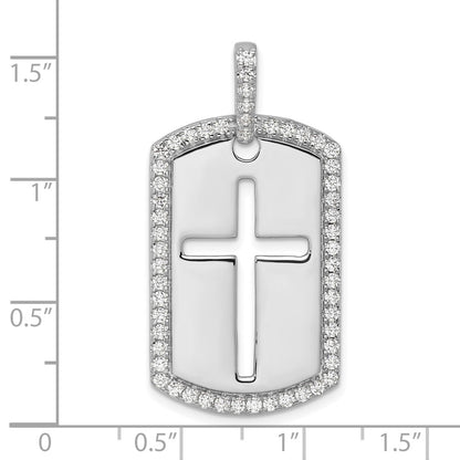 14K White Gold True Origin Men'S 3/4 Carat Lab Grown Diamond Vs D E F Cross Dog Tag Pendant