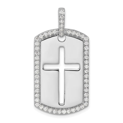 14K White Gold True Origin Men'S 3/4 Carat Lab Grown Diamond Vs D E F Cross Dog Tag Pendant