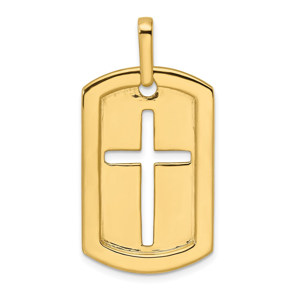 14K Yellow Gold True Origin Men'S 3/4 Carat Lab Grown Diamond Vs D E F Cross Dog Tag Pendant