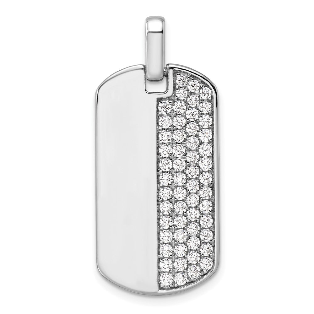 14K White Gold True Origin Men'S 1 Carat Lab Grown Diamond Vs D E F Dog Tag Pendant