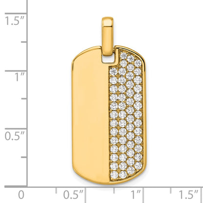 14K Yellow Gold True Origin Men'S 1 Carat Lab Grown Diamond Vs D E F Dog Tag Pendant