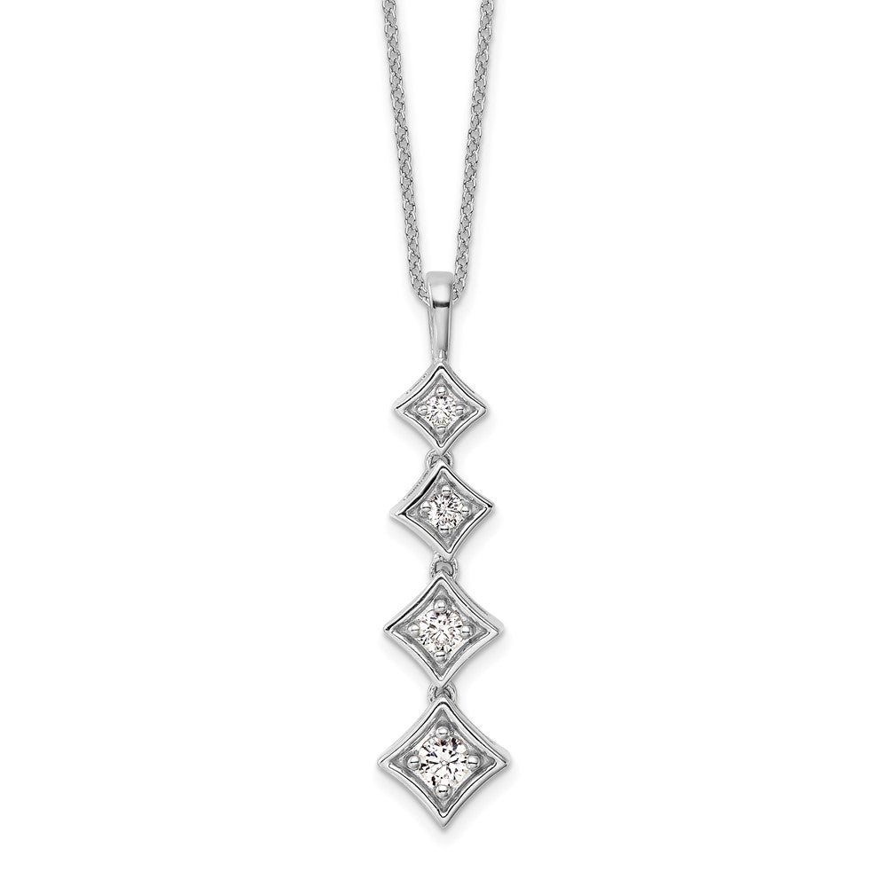 14K White Gold True Origin 3/8 Carat Lab Grown Diamond Vs Def 18 Inch Four Stone Pendant Necklace