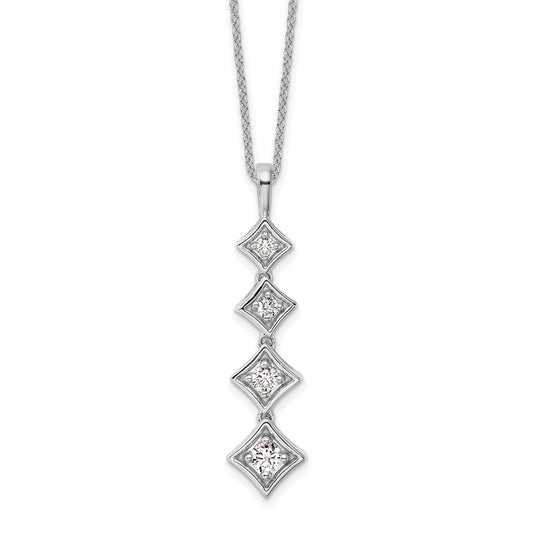 14K White Gold True Origin 3/8 Carat Lab Grown Diamond Vs Def 18 Inch Four Stone Pendant Necklace