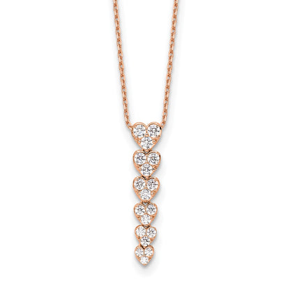 14K Rose Gold True Origin 1 Carat Lab Grown Diamond Vs Def 18 Inch Hearts Pendant Necklace