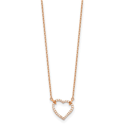 14K Rose Gold True Origin 1/5 Carat Lab Grown Diamond Vs Def 18 Inch Hearts Pendant Necklace