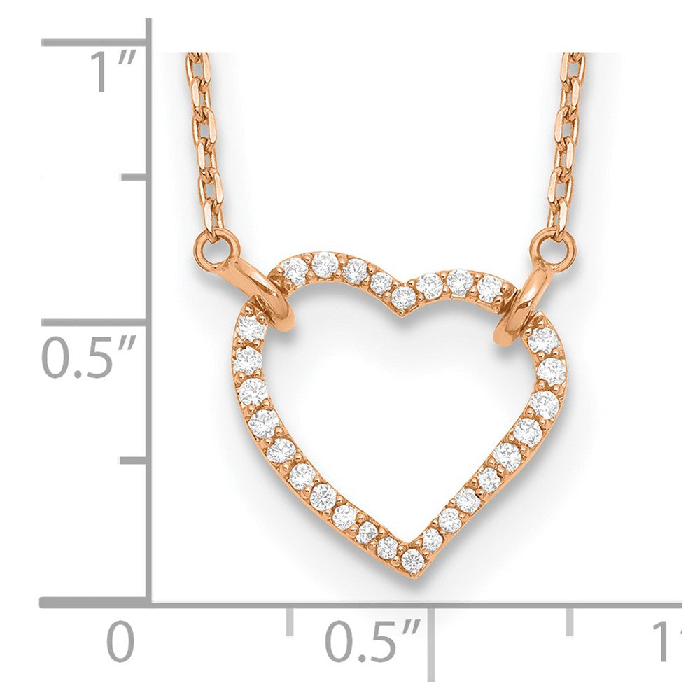 14K Rose Gold True Origin 1/5 Carat Lab Grown Diamond Vs Def 18 Inch Hearts Pendant Necklace