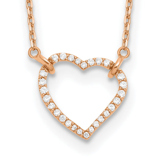 14K Rose Gold True Origin 1/5 Carat Lab Grown Diamond Vs Def 18 Inch Hearts Pendant Necklace