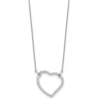 14K White Gold True Origin 3/4 Carat Lab Grown Diamond Vs Def 18 Inch Open Heart Pendant Necklace