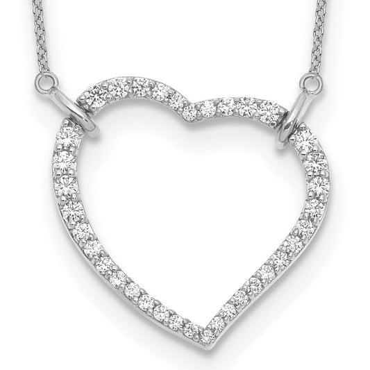14K White Gold True Origin 3/4 Carat Lab Grown Diamond Vs Def 18 Inch Open Heart Pendant Necklace
