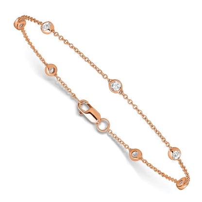 14K Rose Gold True Origin 1/2 Carat Lab Grown Diamond Vs+ F+ Eight Station 8 Inch Bracelet