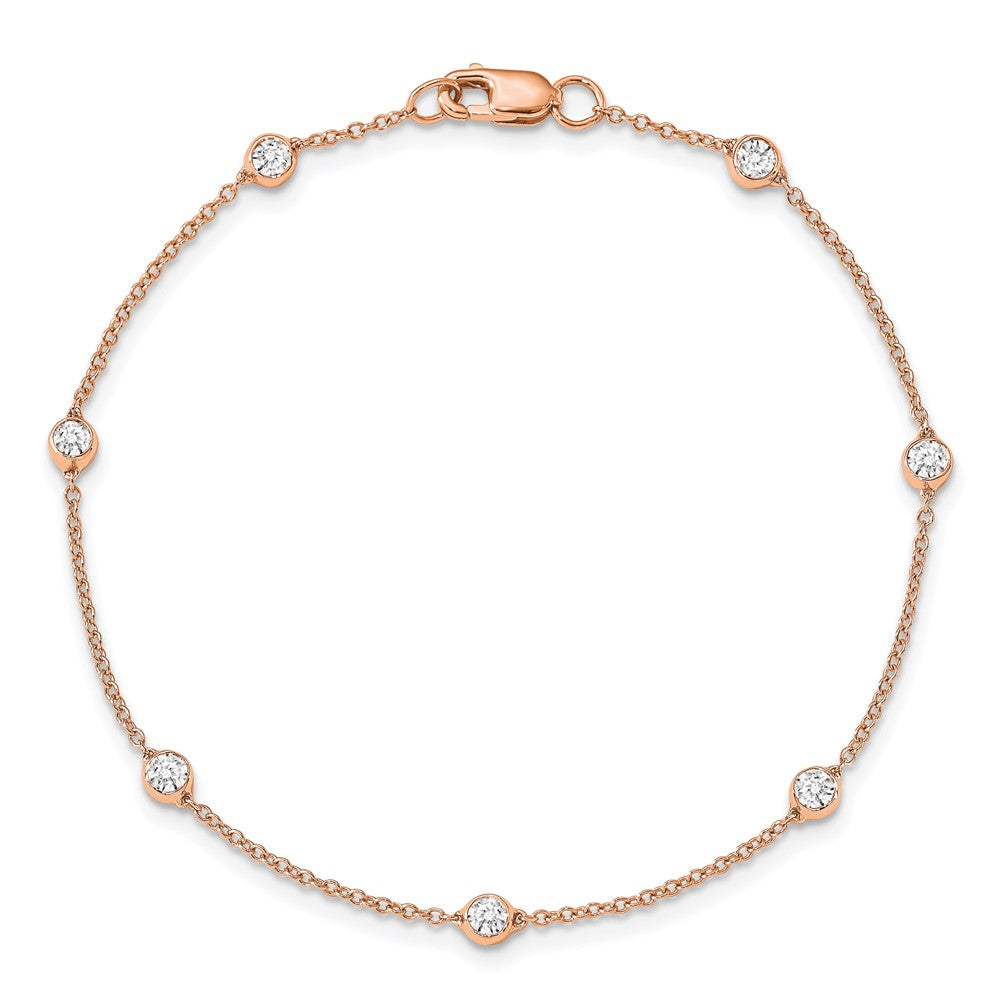 14K Rose Gold True Origin 1/2 Carat Lab Grown Diamond Vs+ F+ Eight Station 8 Inch Bracelet