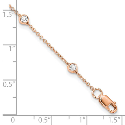 14K Rose Gold True Origin 1/2 Carat Lab Grown Diamond Vs+ F+ Eight Station 8 Inch Bracelet
