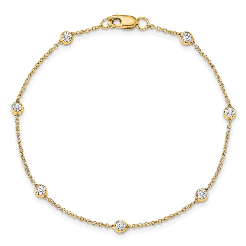 14K Yellow Gold True Origin 1/2 Carat Lab Grown Diamond Vs+ F+ Eight Station 8 Inch Bracelet