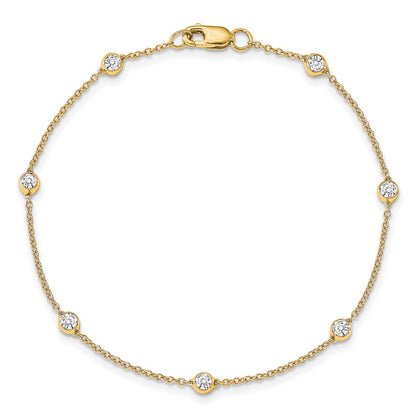 14K Yellow Gold True Origin 1/2 Carat Lab Grown Diamond Vs+ F+ Eight Station 8 Inch Bracelet