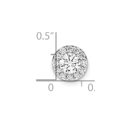 14k White Gold 3/4 Ct. Lab Grown Diamond VS/SI+ G+ Round Halo Chain Slide Pendant