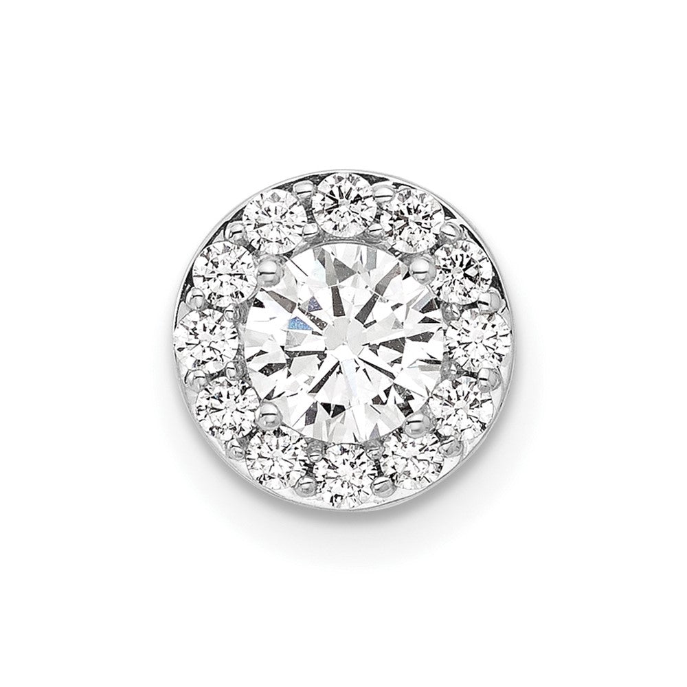 14k White Gold 3/4 Ct. Lab Grown Diamond VS/SI+ G+ Round Halo Chain Slide Pendant