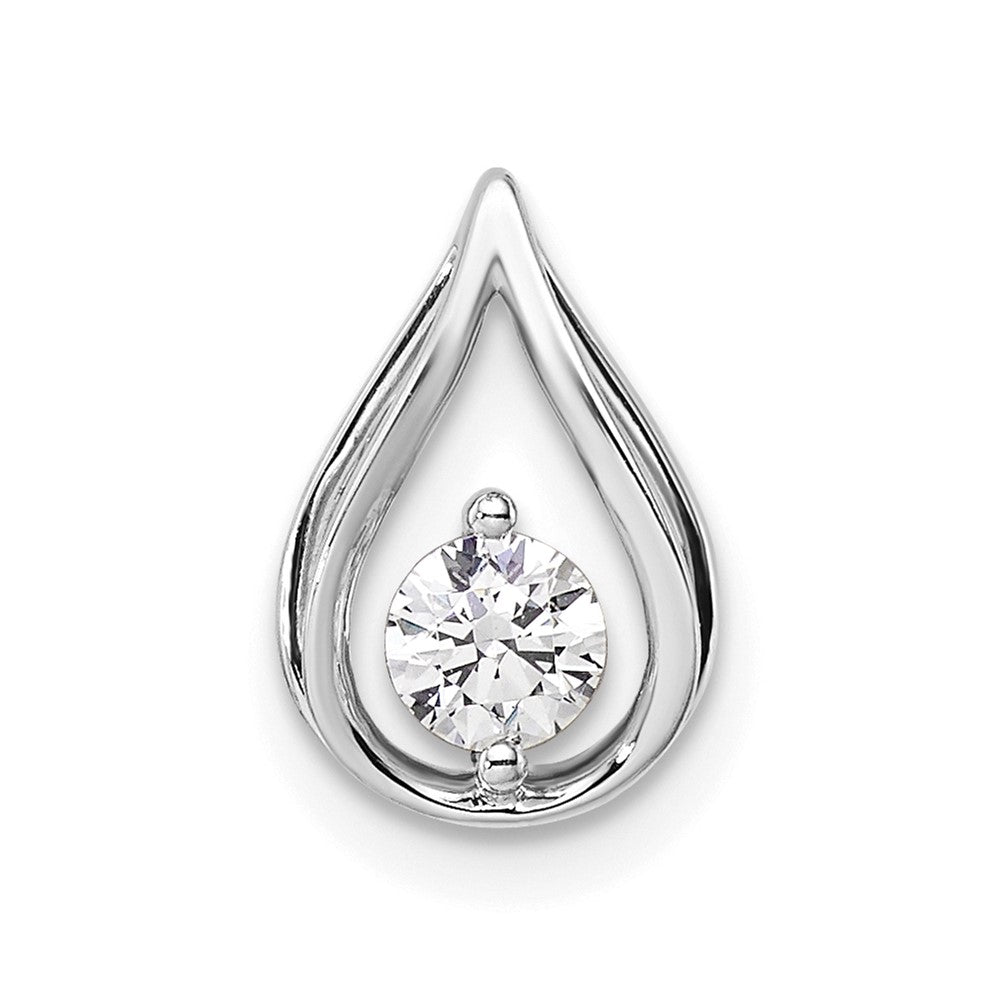 14k White Gold 1/4 Ct. Lab Grown Diamond VS/SI+ G+ Teardrop Chain Slide Pendant