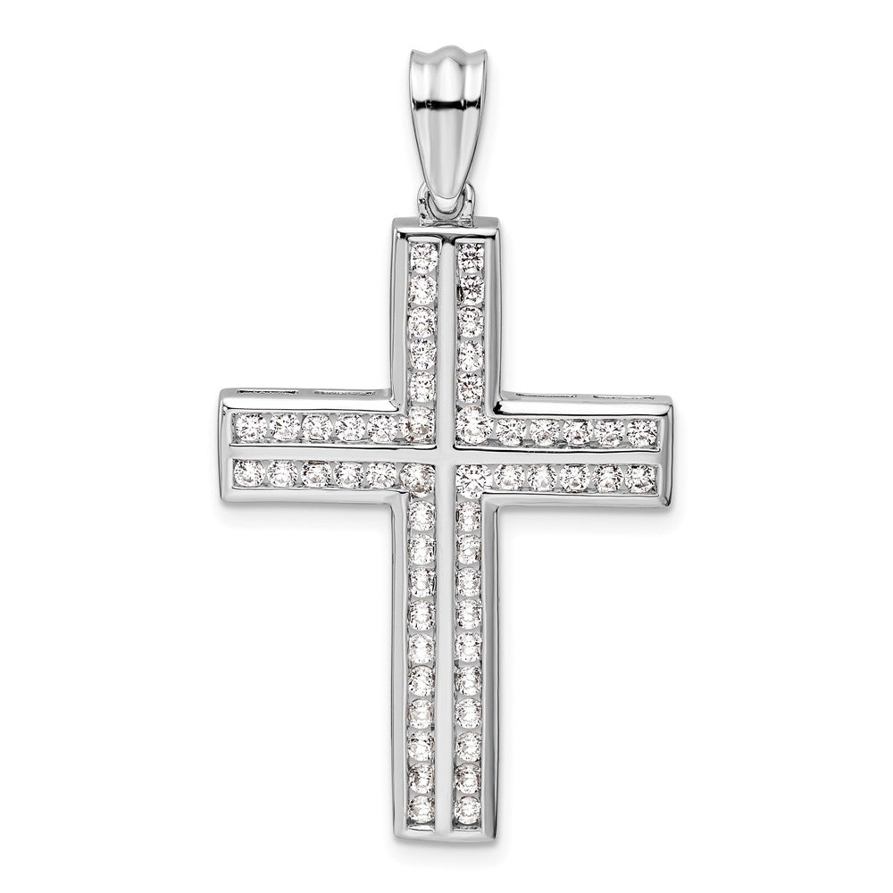 14k White Gold 1 Ct. Lab Grown Diamond VS/SI+ G+ Double Cross Pendant