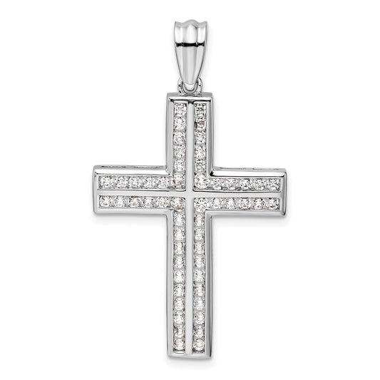 14k White Gold 1 Ct. Lab Grown Diamond VS/SI+ G+ Double Cross Pendant