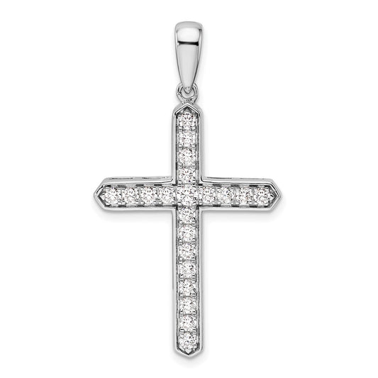 14k White Gold 3/4 Ct. Lab Grown Diamond VS/SI+ G+ Cross Pendant