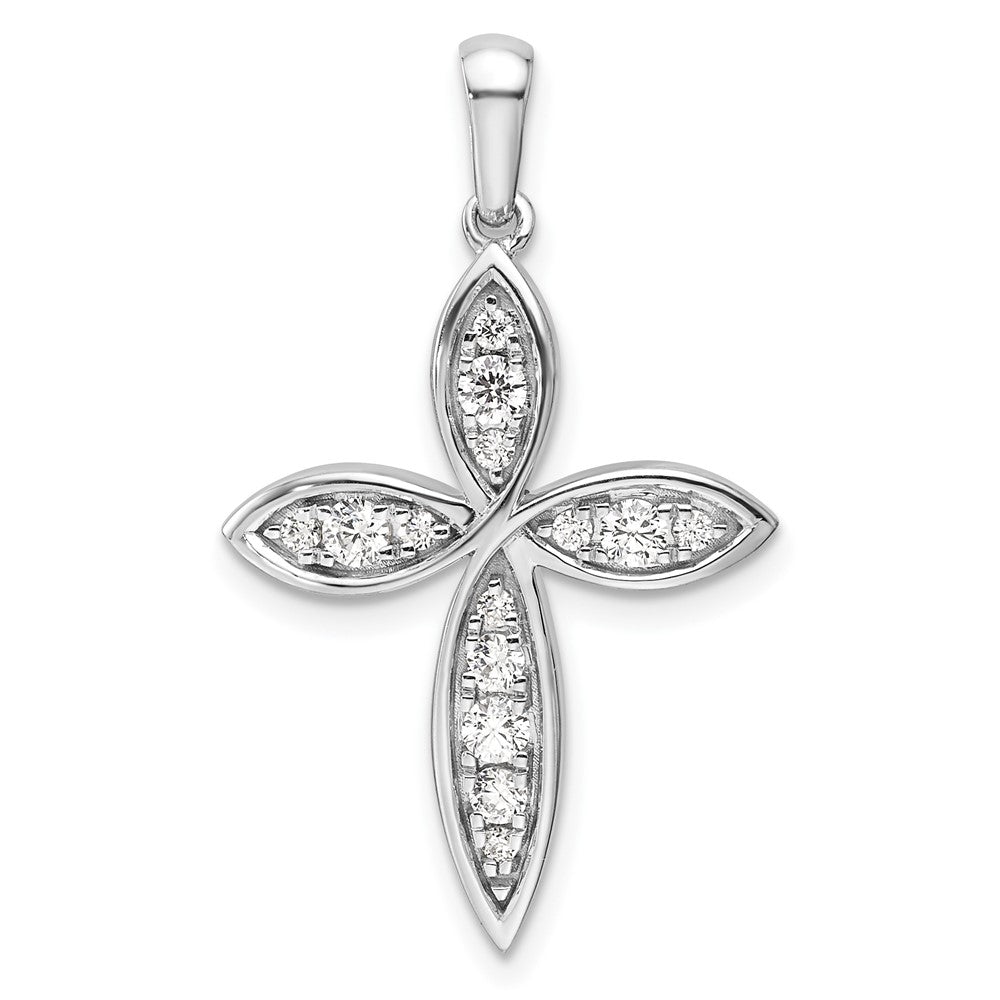 14k White Gold 1/3 Ct. Lab Grown Diamond VS/SI+ G+ Cross Pendant