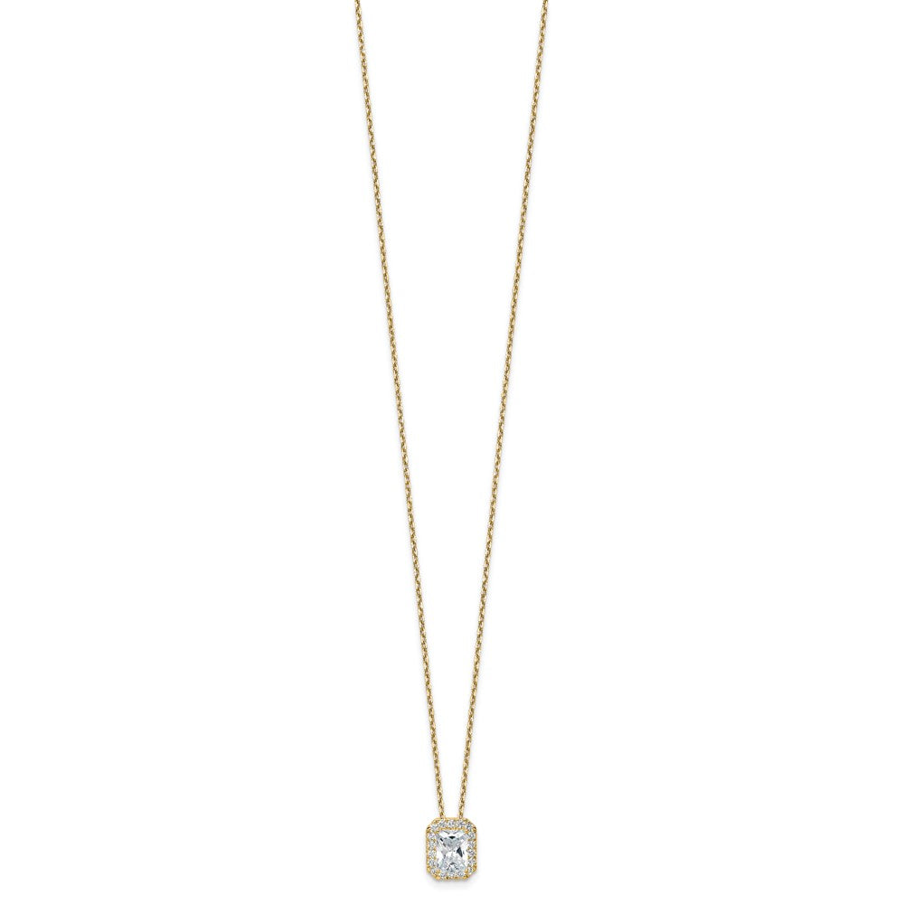 14k Yellow Gold 2 1/2 Ct. Certified Lab Grown Diamond VS/SI+ G+ 18 inch Radiant Halo Pendant Necklace