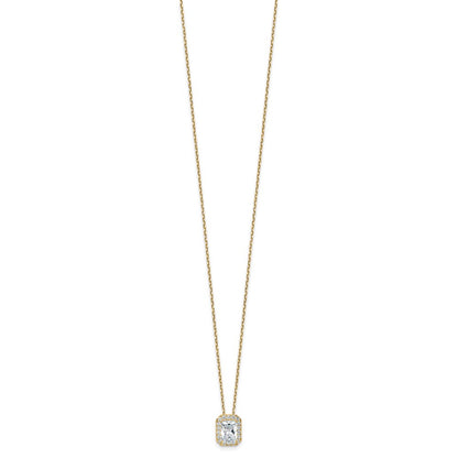 14k Yellow Gold 2 1/2 Ct. Certified Lab Grown Diamond VS/SI+ G+ 18 inch Radiant Halo Pendant Necklace