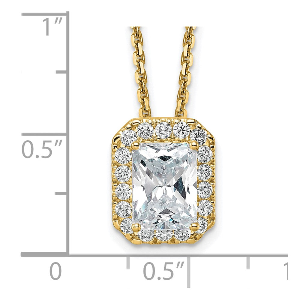 14k Yellow Gold 2 1/2 Ct. Certified Lab Grown Diamond VS/SI+ G+ 18 inch Radiant Halo Pendant Necklace