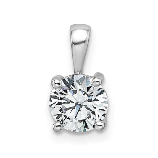 14k White Gold 1 Ct. Certified Lab Grown Diamond VS/SI+ G+ Round Four Prong Pendant