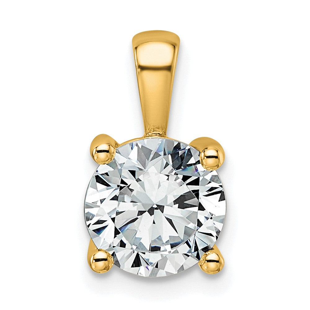 14K Yellow Gold 2 Carat Certified Lab Grown Diamond Vs+ F+ Round Complete Four Prong Pendant