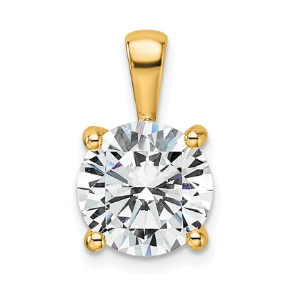 14K Yellow Gold 4 Carat Certified Lab Grown Diamond Vs+ F+ Round Complete Four Prong Pendant