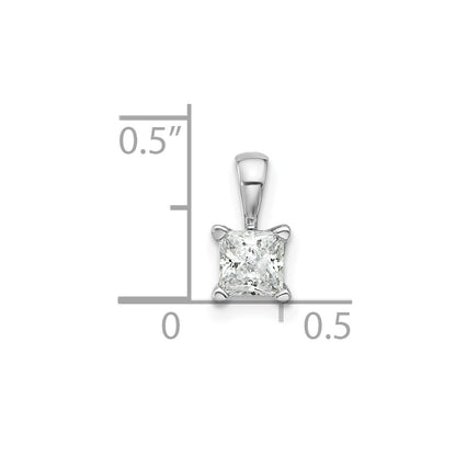 14k White Gold 1/2 Ct. Lab Grown Diamond VS/SI+ G+ Princess Complete Four Prong Pendant