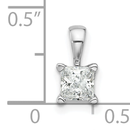 14k White Gold 1/2 Ct. Certified Lab Grown Diamond VS/SI+ G+ Princess Four Prong Pendant