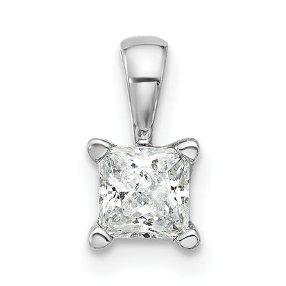 14k White Gold 1/2 Ct. Certified Lab Grown Diamond VS/SI+ G+ Princess Four Prong Pendant